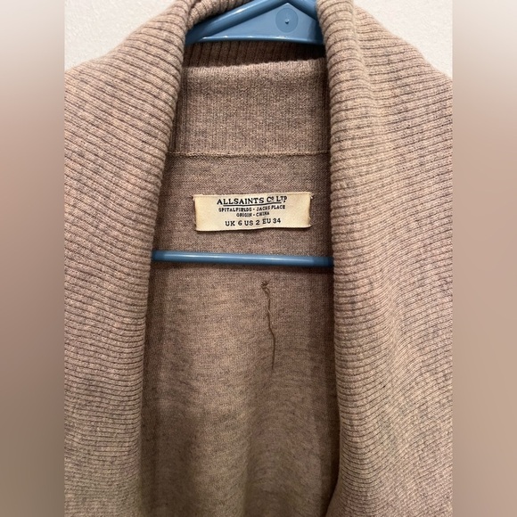 Allsaints Tan Waterfall Cardigan Size 2 Vintage - Picture 2 of 3